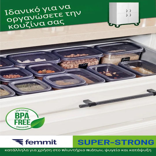 Femmit Vază Utilizare Generală 1700 Ml Cu Capac Ermetic Plastic