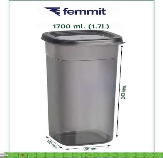 Femmit Vază Utilizare Generală 1700 Ml Cu Capac Ermetic Plastic