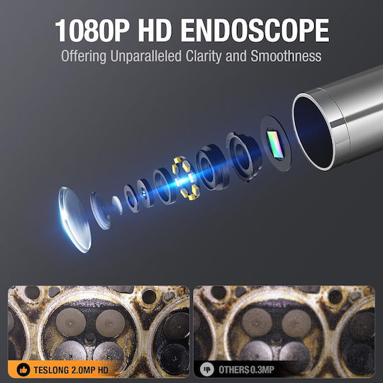 Cameră Endoscopică Industrială de Inspecție 8,5 Mm Cap Rotativ Lumină LED Reglabilă Tub Semirigid 1,55 M Compatibilă cu iPhone 15/16 Android