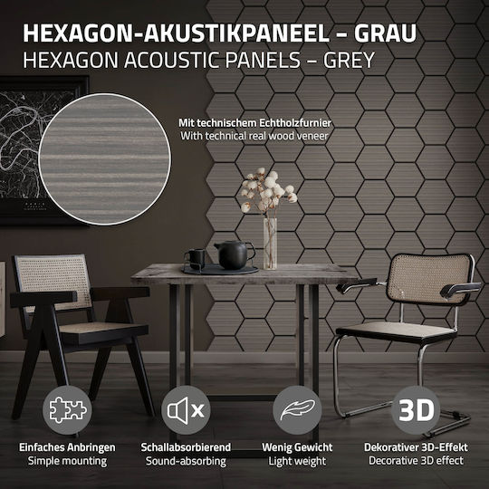 ML-Design Sound Absorbing Panel (1pcs) 66cm x 81cm x 20mm in Gray Color