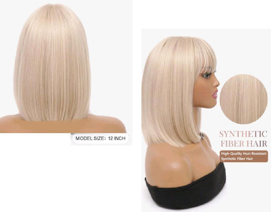 Wig with Synthetic Hair in Light Blonde Color 30cm