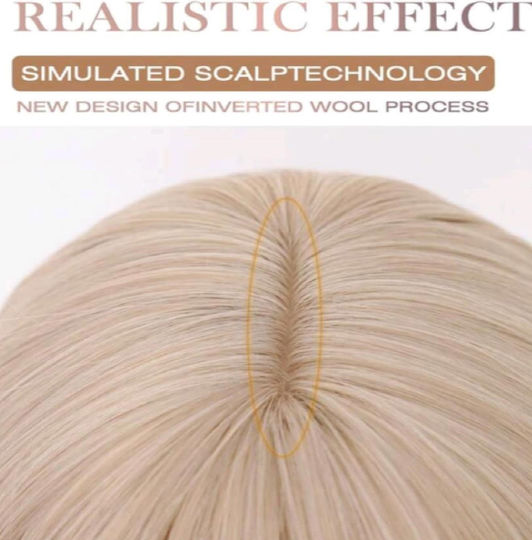 Wig with Synthetic Hair in Light Blonde Color 30cm