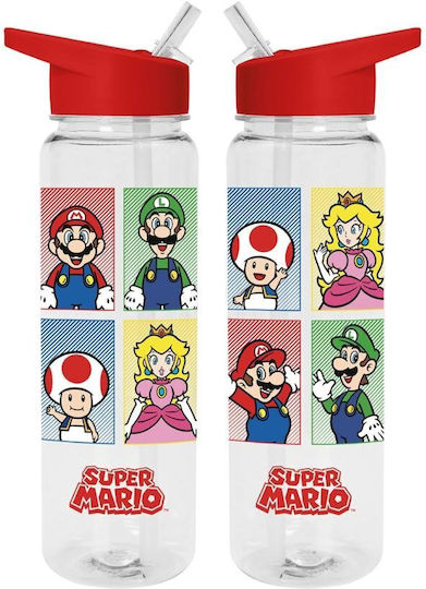 Super Mario Комплект Подарък 4 Цветни Пластмасови Бутилки Чаша и Магнит V2