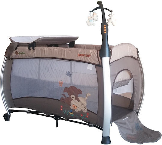 Beboulino Bonne Nuit Laufstall 2 Ebenen mit Wickeltisch Braun 120x60cm
