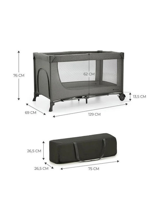 Kinderkraft Joy 2 Παρκοκρέβατο με Στρώμα Γκρι 129x69cm