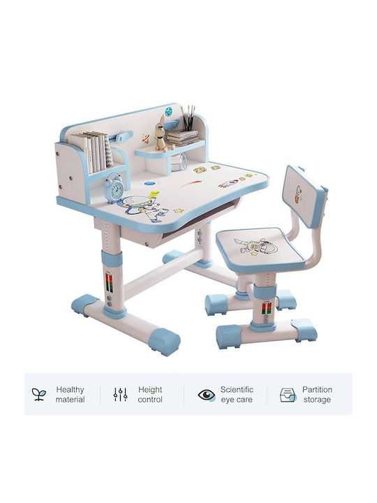 Kids Desk made of Melamine White-Light Blue 75.5x48.5x101cm