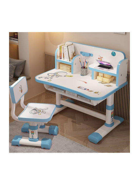 Kids Desk made of Melamine White-Light Blue 75.5x48.5x101cm