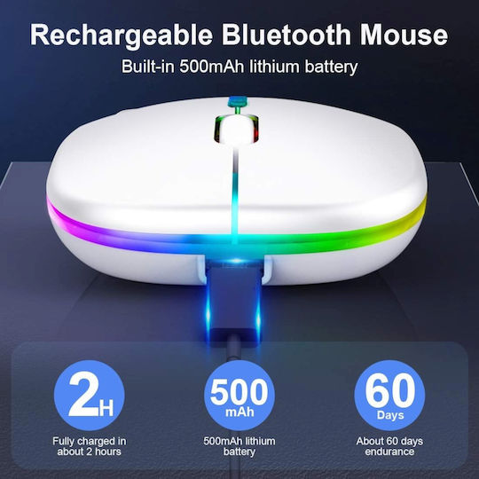 Ασύρματο RGB Gaming Ποντίκι Λευκό