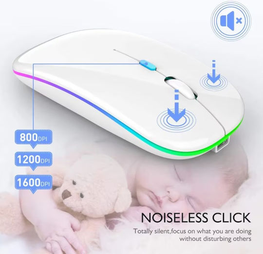 Ασύρματο RGB Gaming Ποντίκι Λευκό