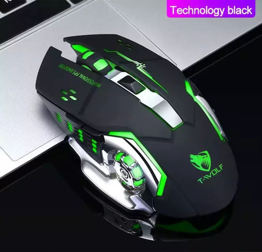 Q13 Безжична RGB Геймърска Мишка Матово черно