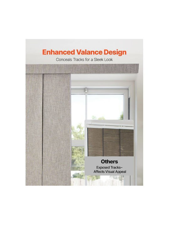 Vevor Panel Track Blinds Extendable Track 116 Cm To 218 Cm W Trimmable Brown
