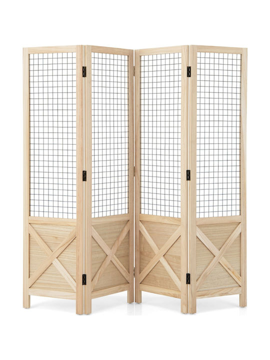 Costway Multifunctional Room Divider 151 X 144 Cm Folding Panels Stable Wooden Construction Jv11391na