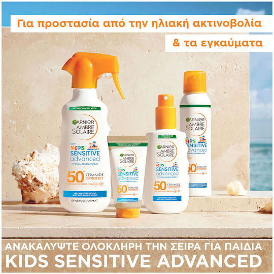 Garnier Sensitive Advanced Anti-Sand SPF50+ Αδιάβροχο Παιδικό Αντηλιακό Spray για Πρόσωπο & Σώμα 150ml