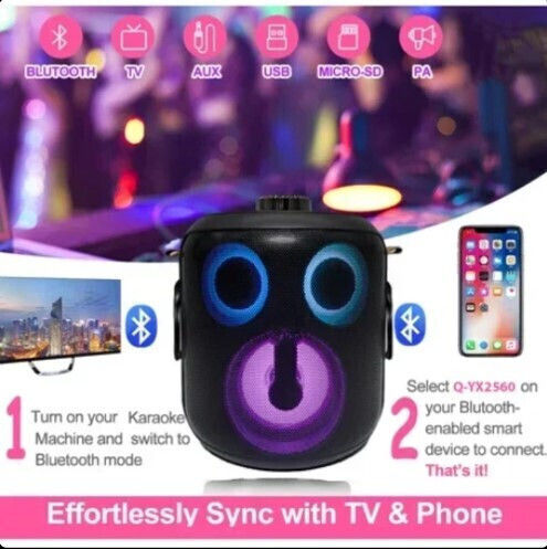 Andowl Ηχείο Karaoke με Ασύρματα Μικρόφωνα Qyx2560 Q-YX2560 Μαύρο