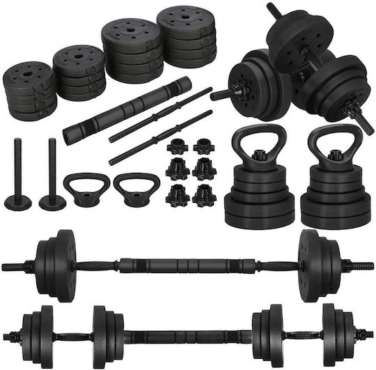 Set de gantere cu bară, greutate totală 19kg