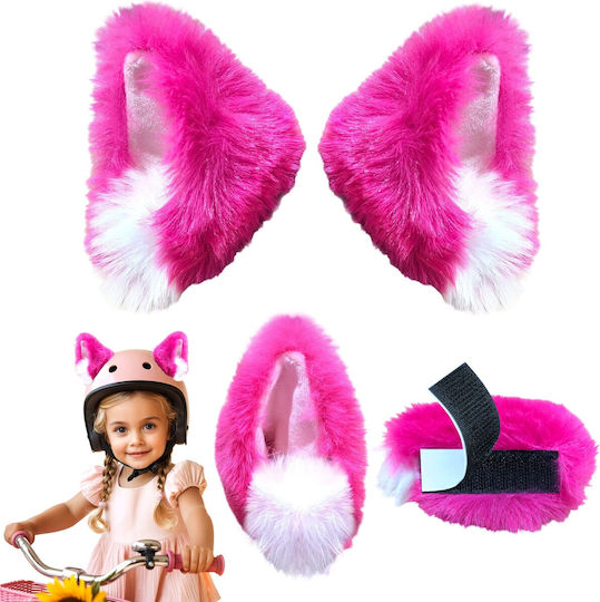 Helmet Ears Fur 2 Pcs Pink
