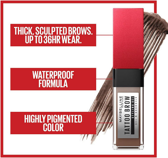 Maybelline Tattoo Brow 36H Waterproof Gel for Eyebrows 257 Medium Brown 6ml