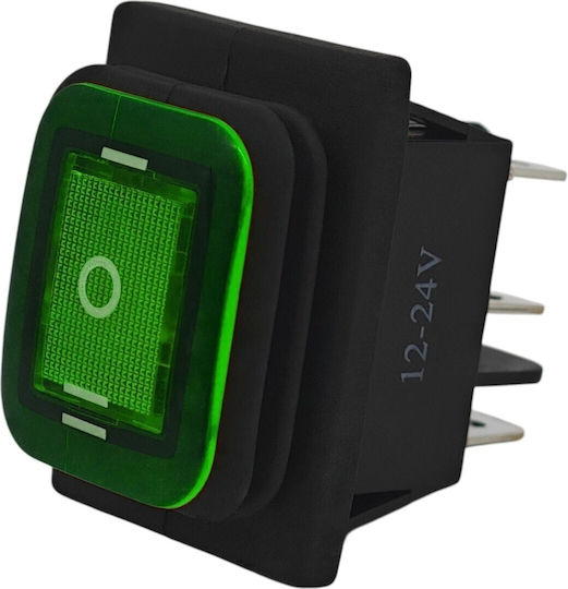 Led Switch 3-position 6-pin 12-24v Rocker Rocker Waterproof Green