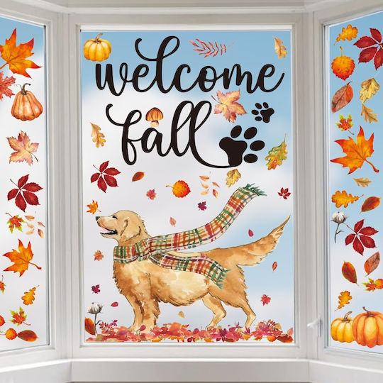 Horaldaily Herbst Fenstersticker Set 77 Stücke
