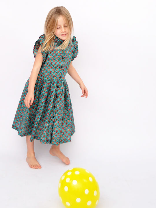 Kinderkleid Kurzärmelig Blumen Green