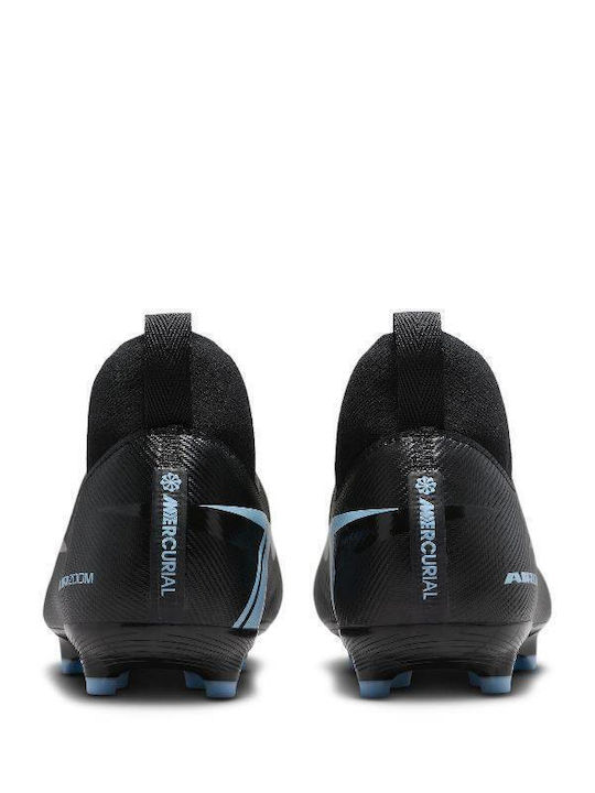 Mercurial Superfly 10 Academy Kids Molded Soccer Shoes with Sock without Laces Black / Ice Blue