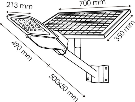 Lampa Montat pe perete Lampă Solară 100W 3100lm Alb Rece 6000K cu Senzor de Mișcare, Fotocelulă și Telecomandă IP65