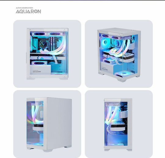 Armaggeddon Aquaron Gaming Midi Tower Κουτί Υπολογιστή με Πλαϊνό Παράθυρο Λευκό