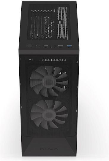 Krux Vako Gaming Midi Tower Computer Case with Side Window and RGB Lighting Black