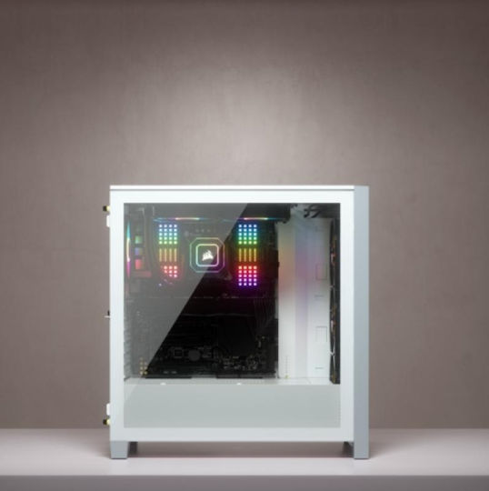Corsair iCUE 4000X RGB Gaming Midi-Turm Computergehäuse mit Seitenfenster Weiß
