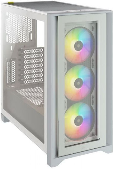 Corsair iCUE 4000X RGB Gaming Midi-Turm Computergehäuse mit Seitenfenster Weiß