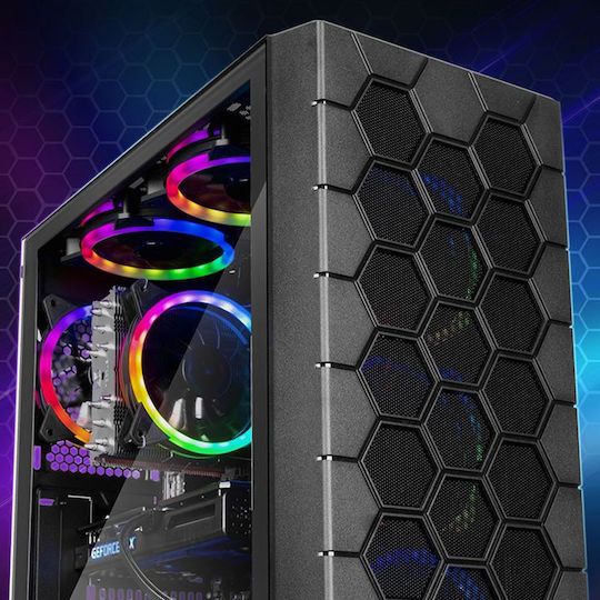 Sharkoon HEX Gaming Midi Tower Computer Case with Side Window and RGB Lighting Black