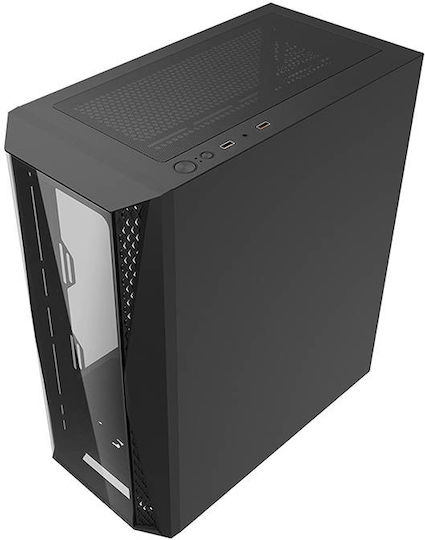 Darkflash DK352 Plus Gaming Midi-Turm Computergehäuse mit Seitenfenster und RGB-Beleuchtung Schwarz