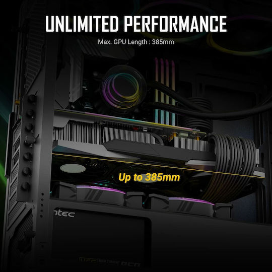 Antec AX90 Геймърско бюро Midi Tower Компютърна кутия със страничен прозорец и RGB осветление Черен