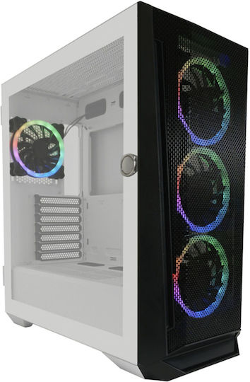 LC-Power 805BW Holo-1_X Gaming Midi-Turm Computergehäuse mit Seitenfenster Weiß