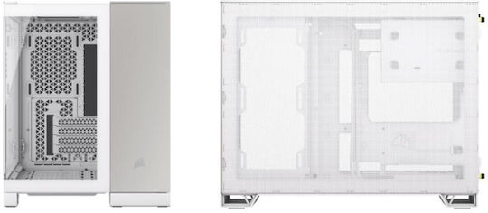 Corsair 2500X Gaming Mikro-Turm Computergehäuse mit Seitenfenster Weiß/Satin-Graues Aluminium