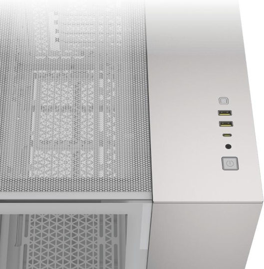 Corsair 2500X Gaming Mikro-Turm Computergehäuse mit Seitenfenster Weiß/Satin-Graues Aluminium