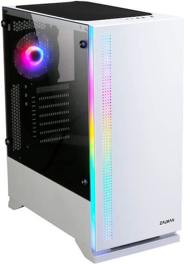 Zalman S5 Gaming Midi Tower Κουτί Υπολογιστή με Πλαϊνό Παράθυρο Λευκό