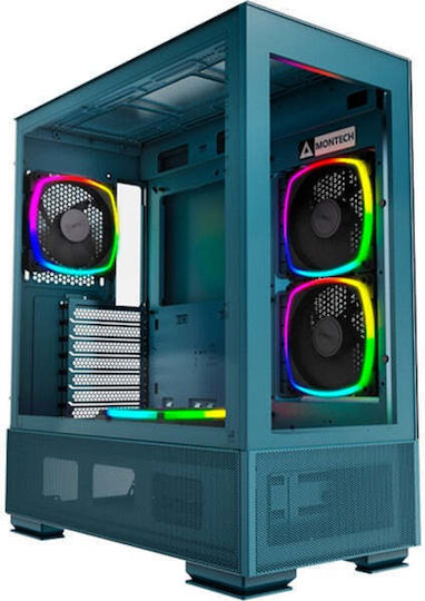 Montech Sky Two Gaming Middle Tower Carcasă Calculator cu Fereastră Laterală și Iluminare RGB Albastru