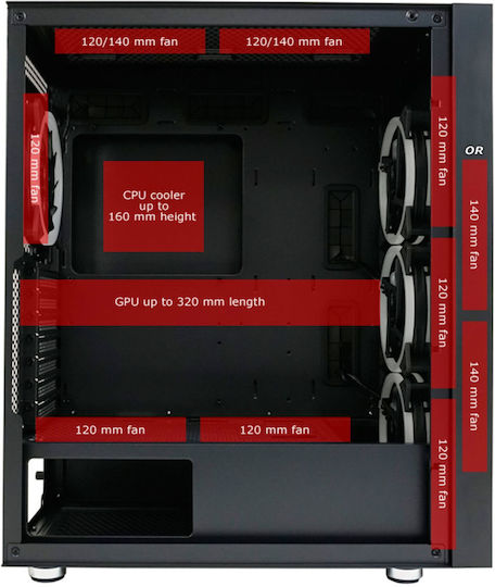 LC-Power Gaming Wanderer X Midi Tower Computer Case with Side Window and RGB Lighting Black