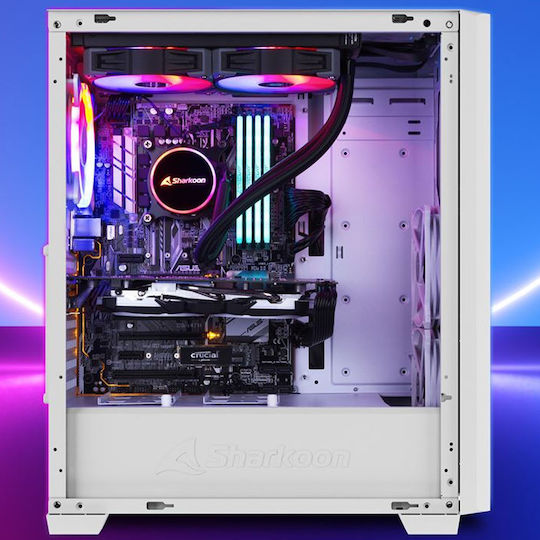 Sharkoon VS9 RGB Gaming Midi Tower Κουτί Υπολογιστή με Πλαϊνό Παράθυρο Λευκό