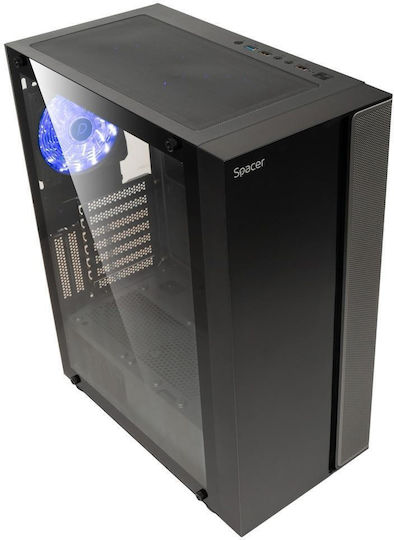 Spacer SPCS-GC-ICE-HERO Gaming Midi Tower Κουτί Υπολογιστή με Πλαϊνό Παράθυρο Μαύρο