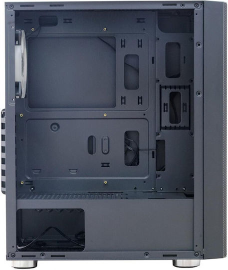 Spacer Rainbow Gaming Midi Tower Κουτί Υπολογιστή με Πλαϊνό Παράθυρο και RGB Φωτισμό Μαύρο