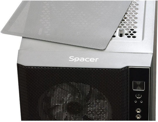 Spacer Rainbow Gaming Midi Tower Κουτί Υπολογιστή με Πλαϊνό Παράθυρο και RGB Φωτισμό Μαύρο