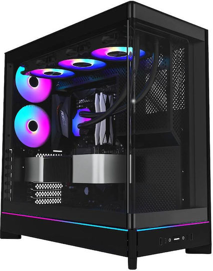 Montech HS02 PRO Геймърско Midi Tower Компютърна Кутия с Страничен Прозорец и RGB Осветление Черен
