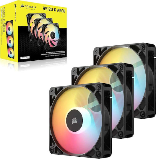 Corsair RS120 Reverse Blade Case Fan 2100rpm 72.8cfm with ARGB Lighting and 4-Pin PWM Connection 3pcs