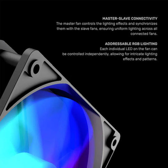 Armaggeddon S1 Case Fan 120mm 1200rpm 33.84cfm with ARGB Lighting and 4-Pin Molex Connection