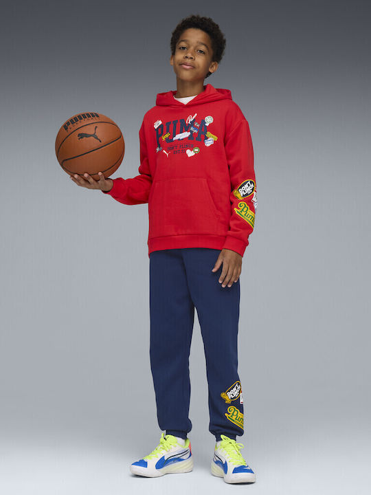 Kids Sweatshirt with Hood and Pockets Red JR BASKETBALL