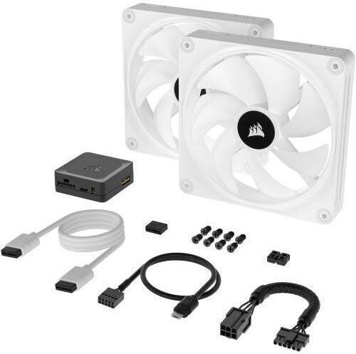 Corsair ICUE LINK QX140 Gehäuselüfter (2000rpm) mit RGB Beleuchtung 2 Stück Weiß