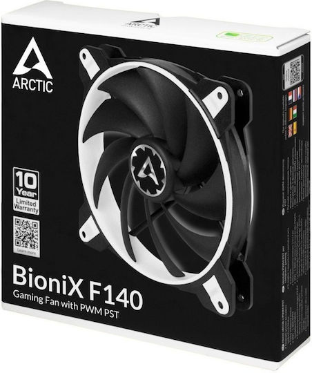 Arctic BioniX F140 Case Fan 1800rpm 104cfm Without LED Lighting And 4-Pin PWM Connection White