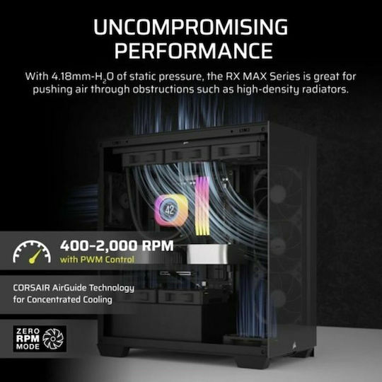 Corsair ICUE LINK RX120 MAX Case Fan 2000rpm 71.6cfm Without LED Lighting And 4-Pin PWM Connection 3pcs
